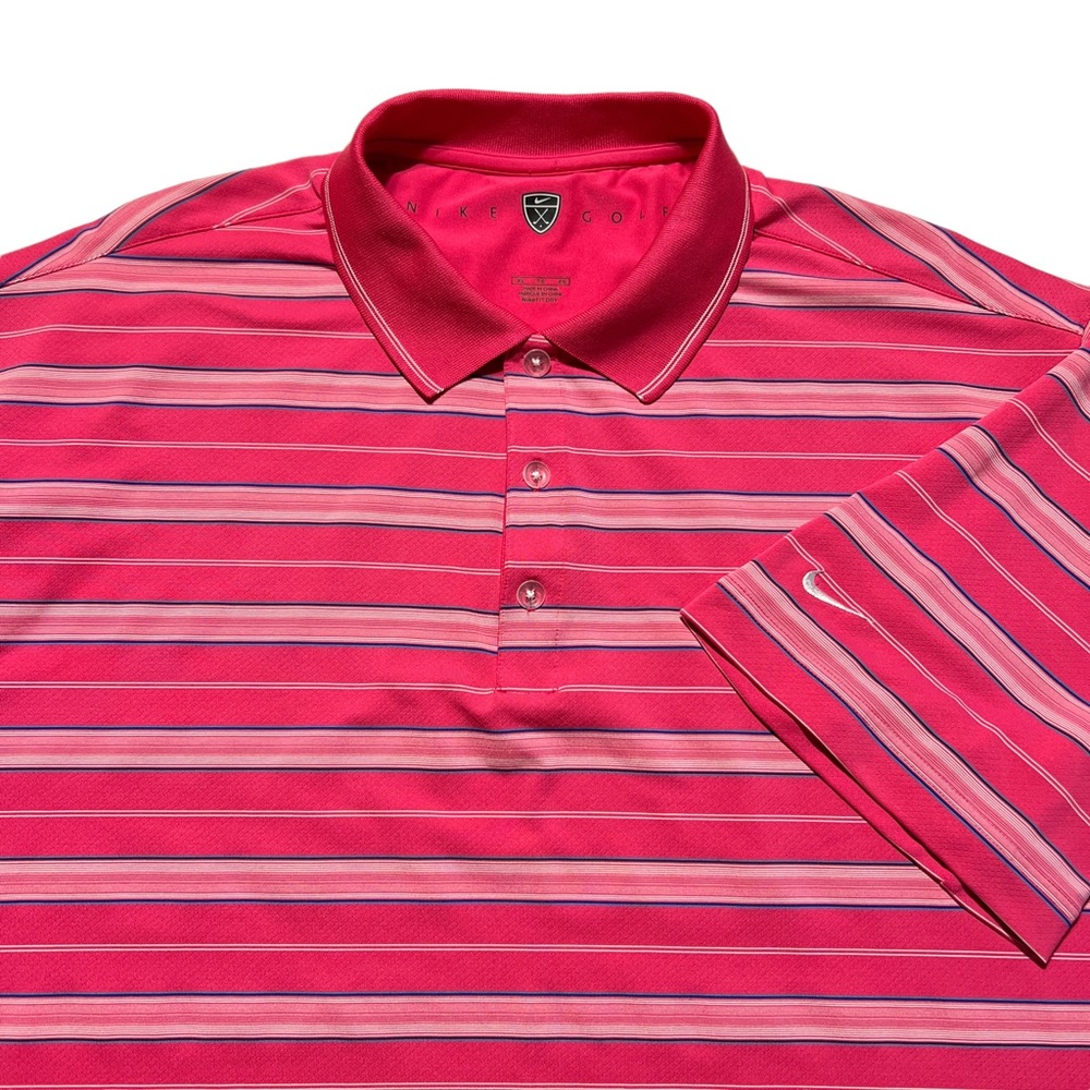 Nike Golf Pink Striped Polo Shirt Men’s XL - Picture 1 of 7